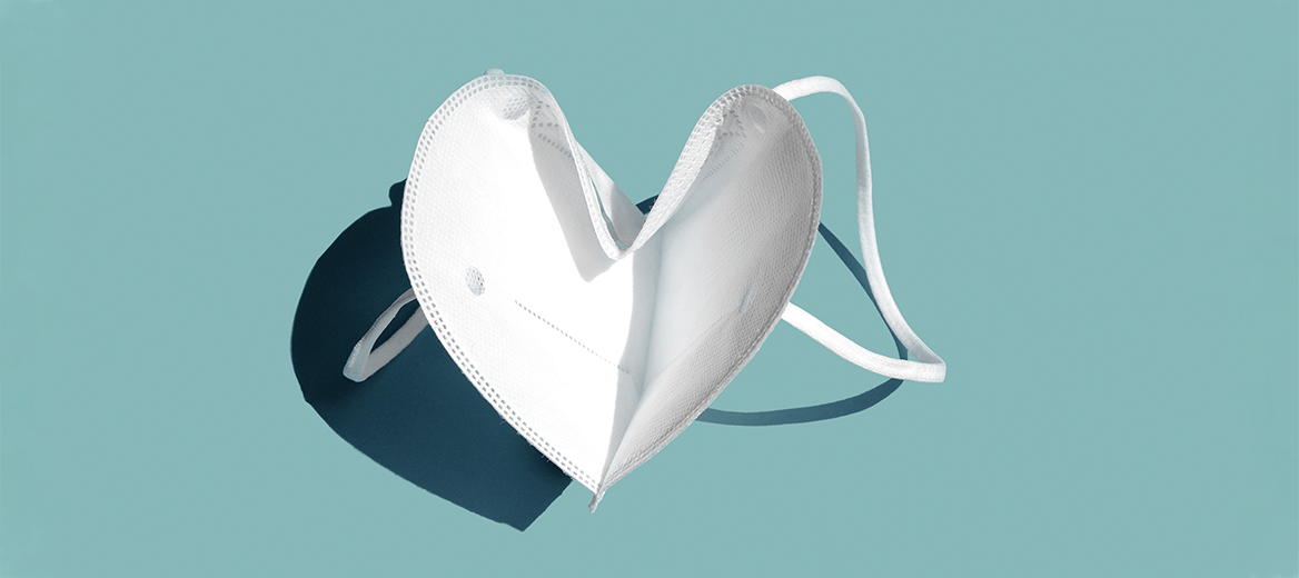 Mask in shape of a heart.