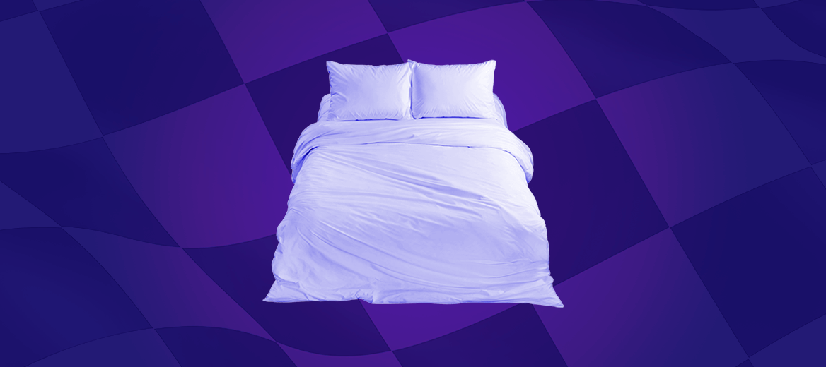 Bed on checkered background.