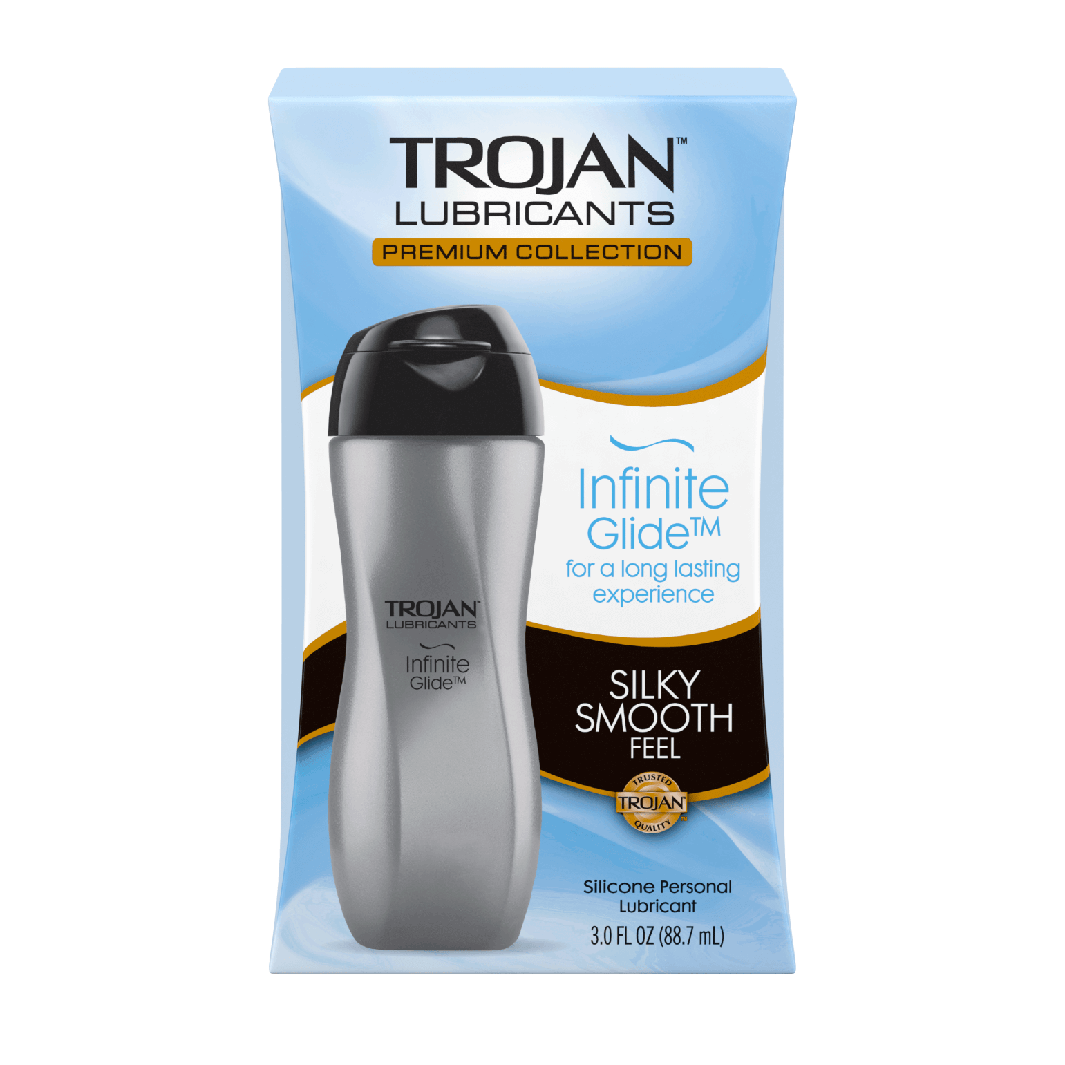 Trojan Infinite Glide personal silicone lubricant.