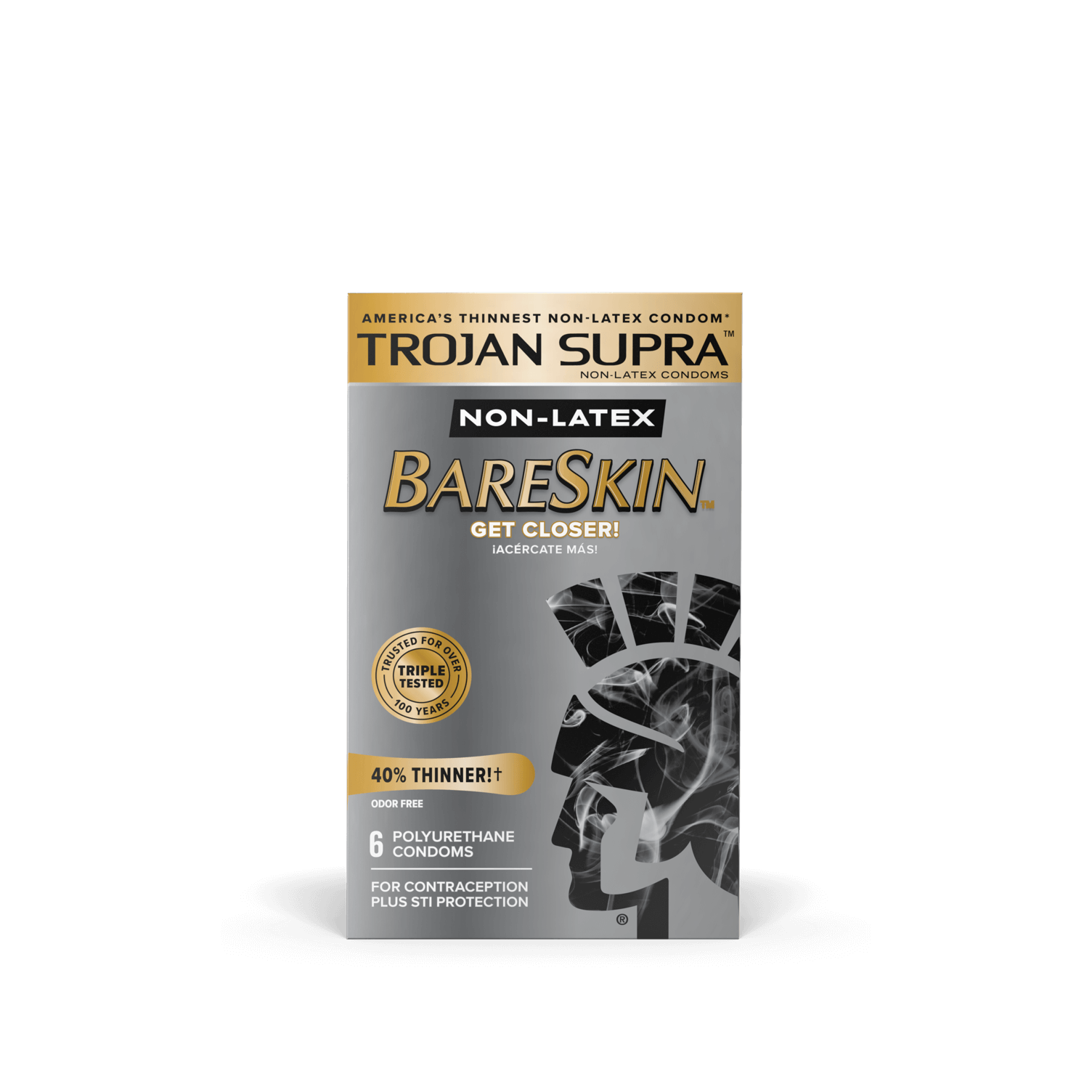 Trojan Supra Bareskin Non-Latex Condoms.