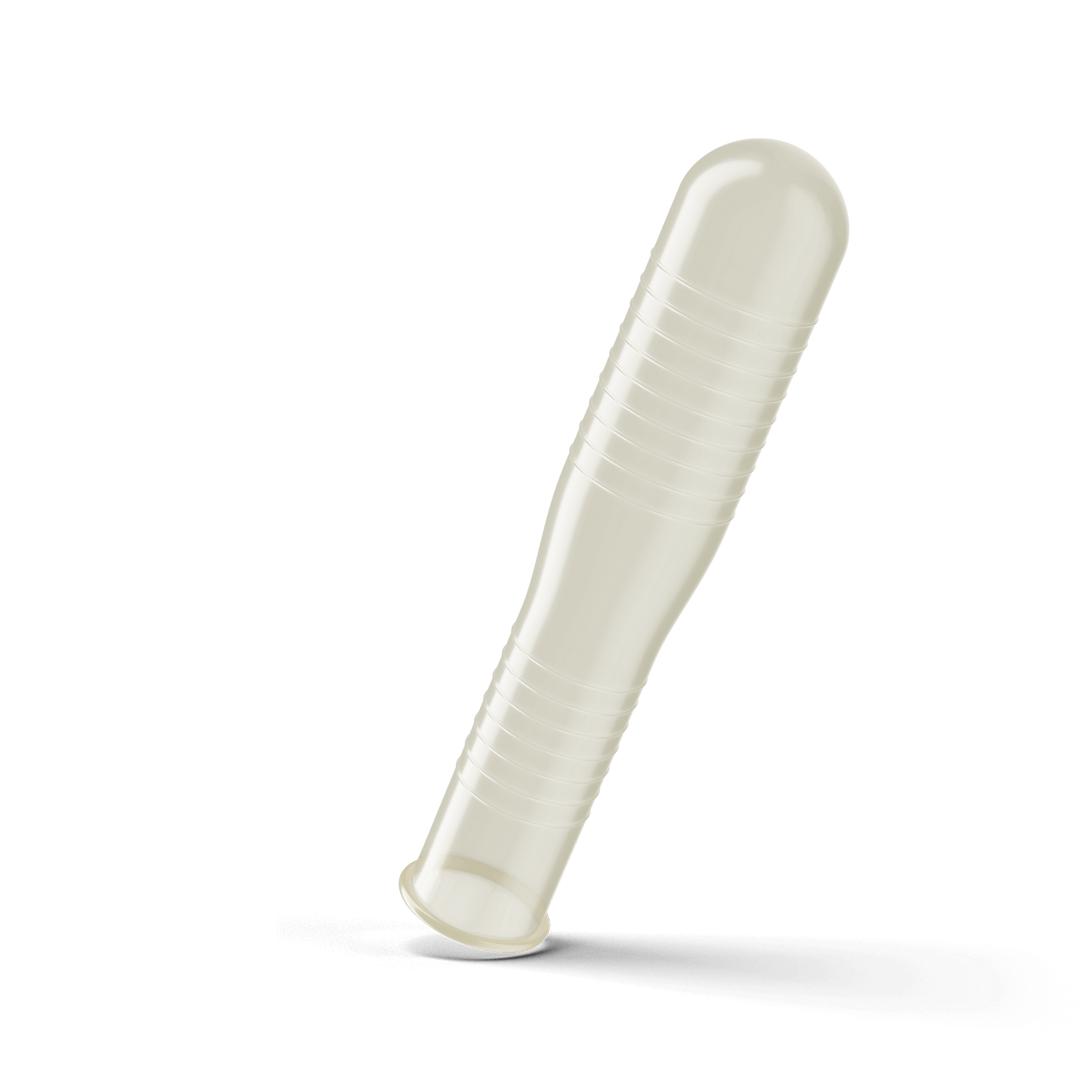 Trojan Double Ecstasy bulbous double deep ribbed shaped condom with tapered base.