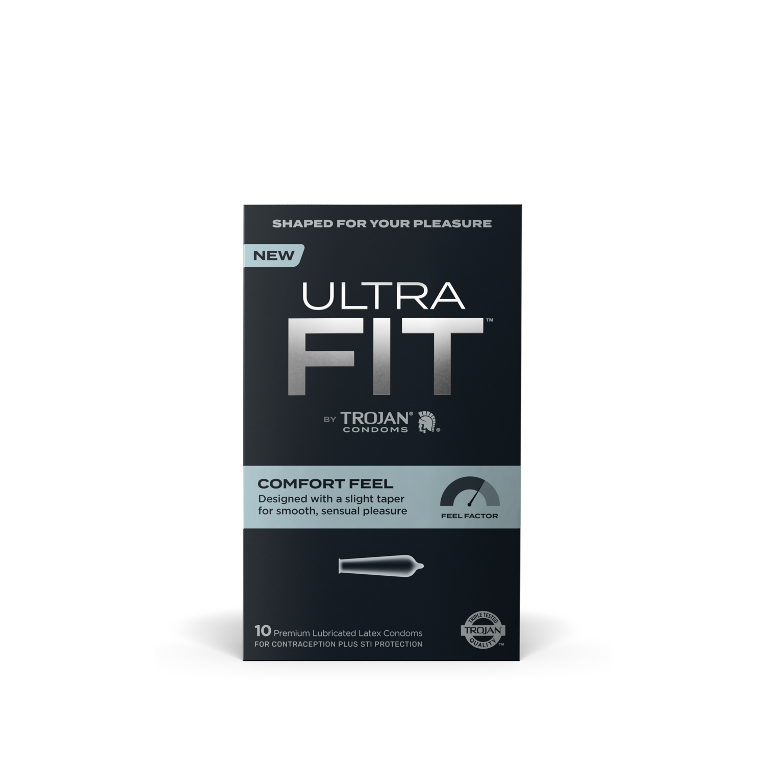 Trojan Ultra Fit Comfort Feel Condom front of package.