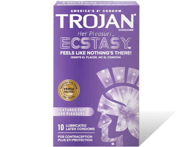 Trojan Her Pleasure Ecstasy Condoms.