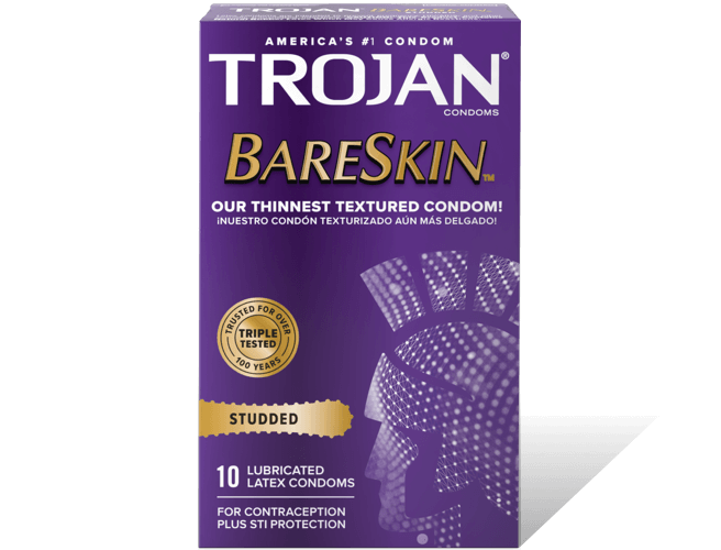 Trojan Bareskin Studded Condoms.