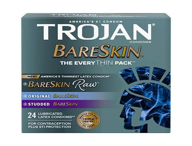 Trojan Bareskin thin condom variety pack.