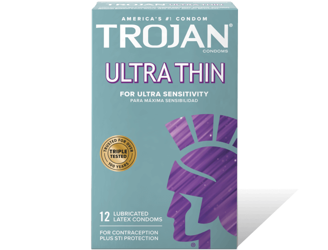 Trojan Ultra Thin Lubricated Condoms.