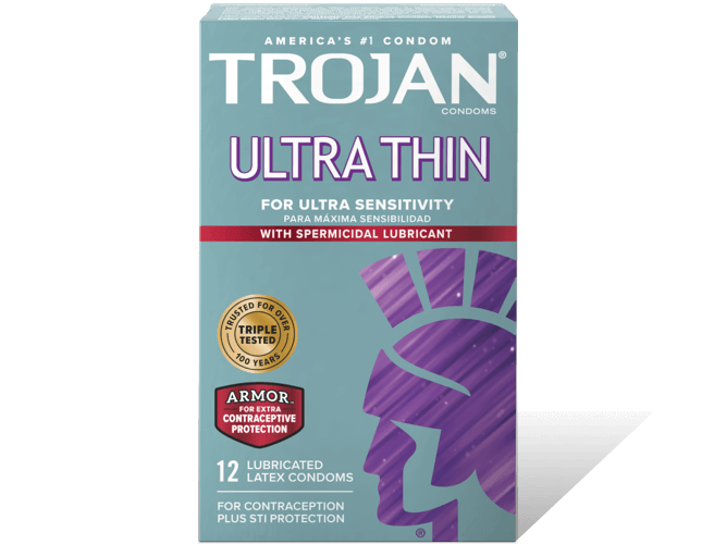 Trojan Ultra Thin Spermicidal Condoms.