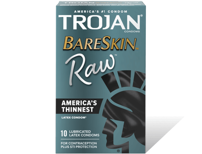 Trojan Bareskin Raw Latex Condoms.