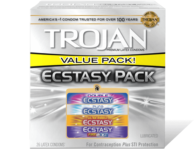 Trojan Ecstasy condom variety pack.