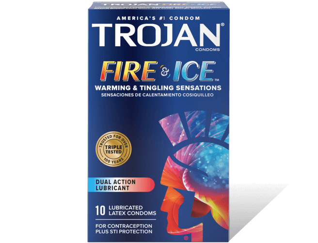 Trojan Fire and Ice Condoms with Dual-Action Lubricant.
